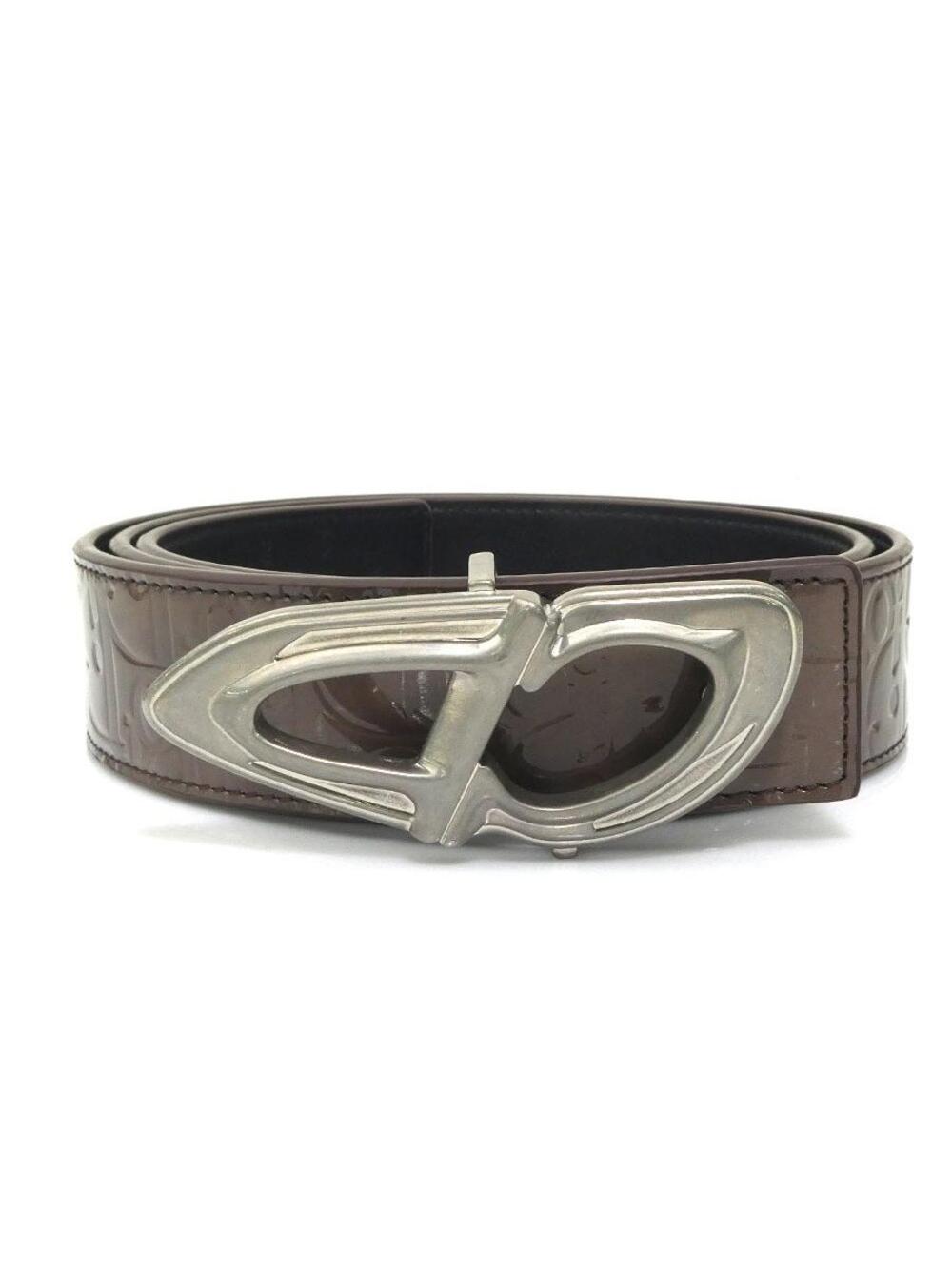 Auth Christian Dior Belt Gray Patent #336794C29B